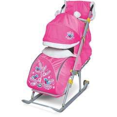 Санки-коляска "Ника детям 6" цв.розовый со снегирями  арт.НД6
